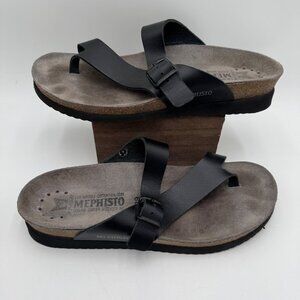 Helen Toe Loop Sandal woman’s size 39 8.5 - 9 Black Leather Comfort Sandal